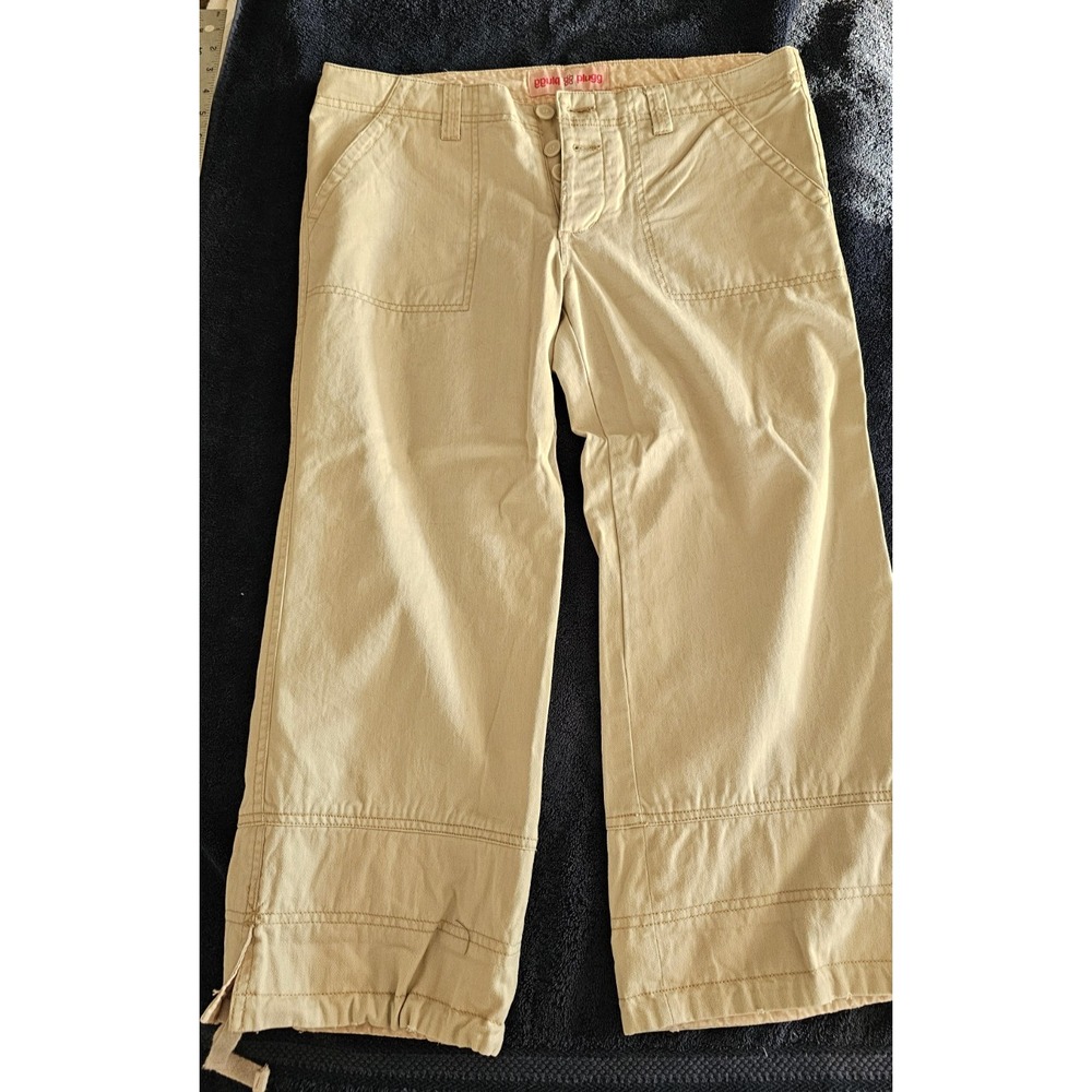 Plugg Khaki Utility Capri Pants Size 11 Y2K Lace-Up Hem Cotton